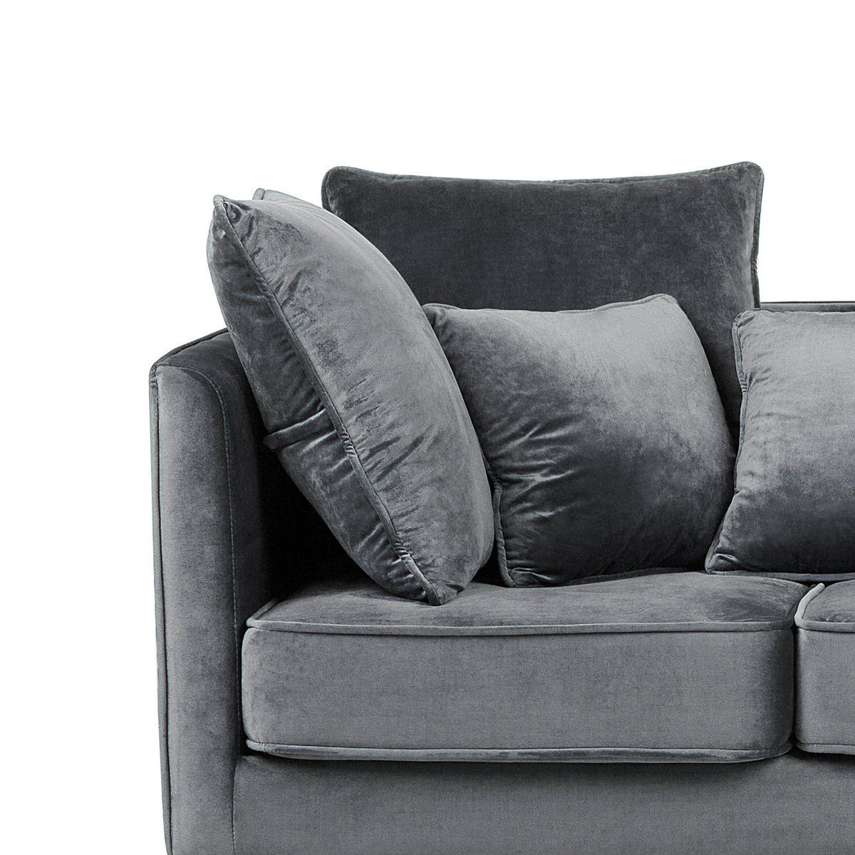 3-SITZER-SOFA Samtstoff Grau Fenstad - Grau, Textil (200/97/95cm) - Beliani