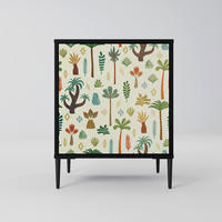 SIDEBOARD PALM SPRING, Schwarz, 57,5x42x72,5 cm, Schwarze Metallfüße - Multicolor/Schwarz, Holzwerkstoff/Metall (57.5/72.5/42cm) - SpaceRebels