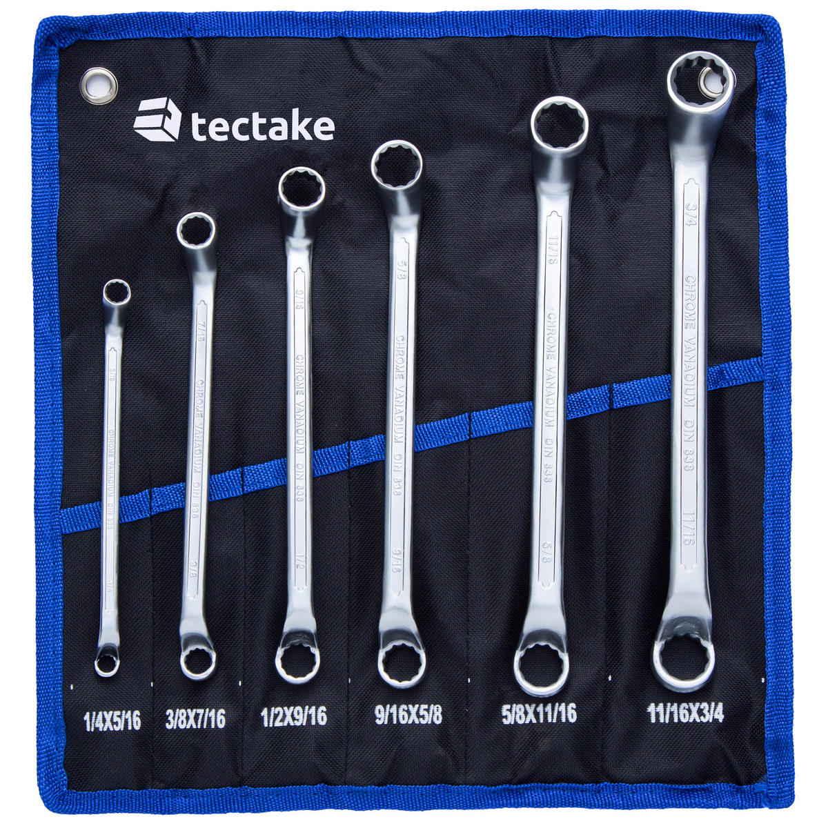 DOPPELRINGSCHLÜSSELSATZ, inklusive Rolltasche mit Ösen,schwarz - Schwarz, Metall (35/31/2cm) - tectake