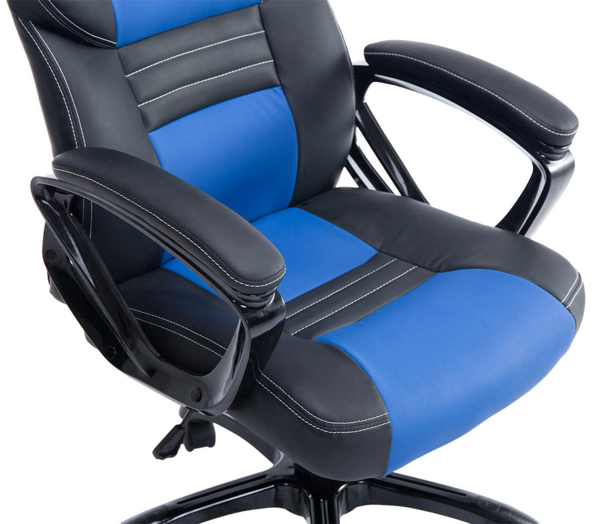 BÜROSTUHL Peso, Kunstleder Schwarz/Blau - Blau, Kunststoff/Textil (65/124/70cm) - TPFLiving