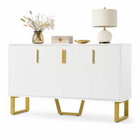 SIDEBOARD 4-türig 140 x 40 x 80 cm MDF Weiß Hochglanz - Weiß, Holzwerkstoff (40/80/140cm) - Meubliv