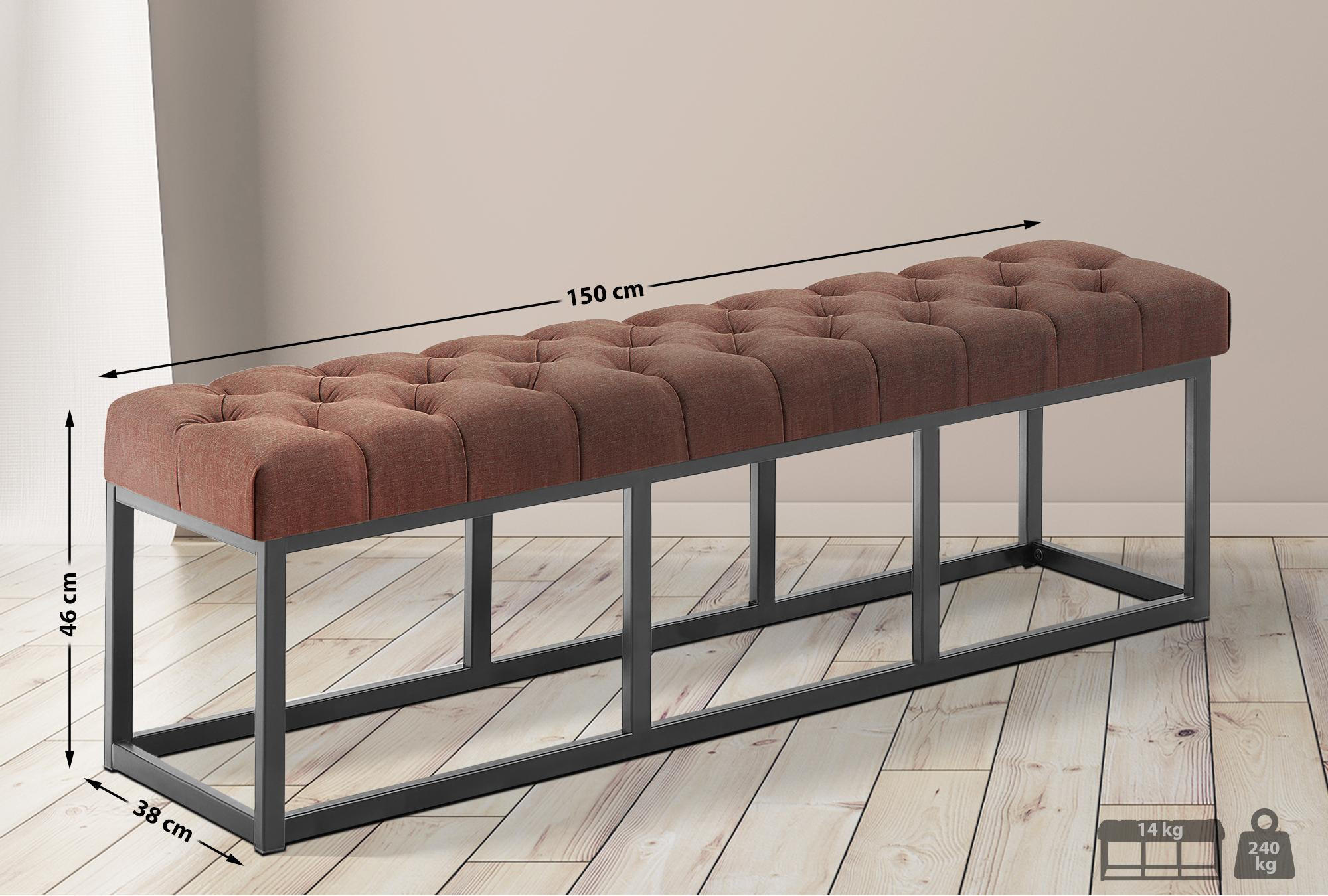SITZBANK 150/38 cm Stoff Braun - Schwarz/Braun, Textil/Metall (150/46/38cm) - CLP