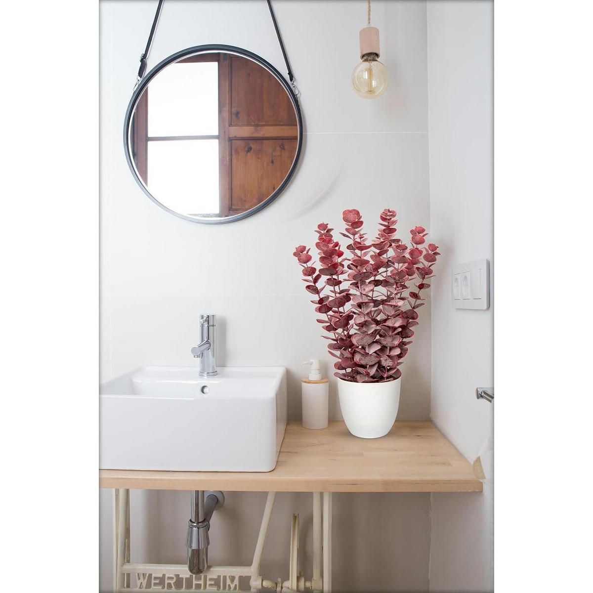 KUNSTPFLANZE Eukalyptus Rot 40 cm - Rot, Kunststoff (44cm)