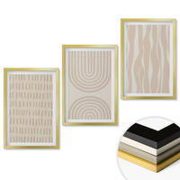 WANDBILDER 3er Set - 40x60 cm Goldrahmen - Abstrakte beige Muster - Goldfarben, Kunststoff (40/60cm) - ArtPrintCave