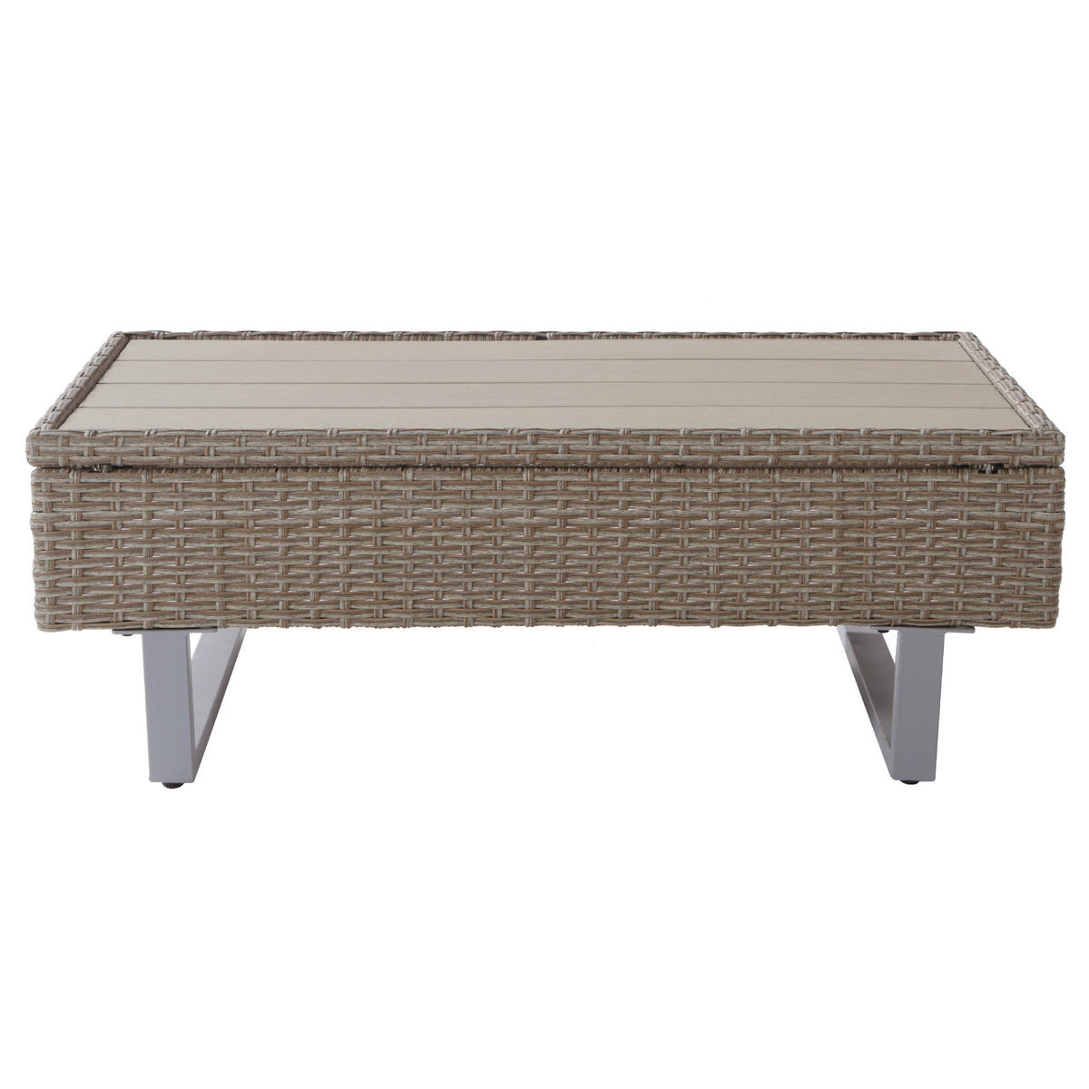 LOUNGESET 4-5 Personen Khaki Poly Rattan Mit Abnehmbarem Bezug - Hellbraun, Metall - FLIEKS