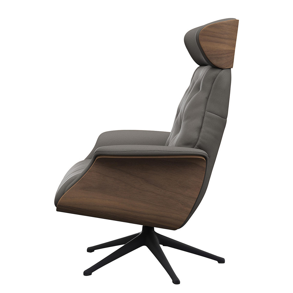 RELAXSESSEL - Echtleder - Schwarz/Grau, Leder/Metall (83/118/83cm) - home24