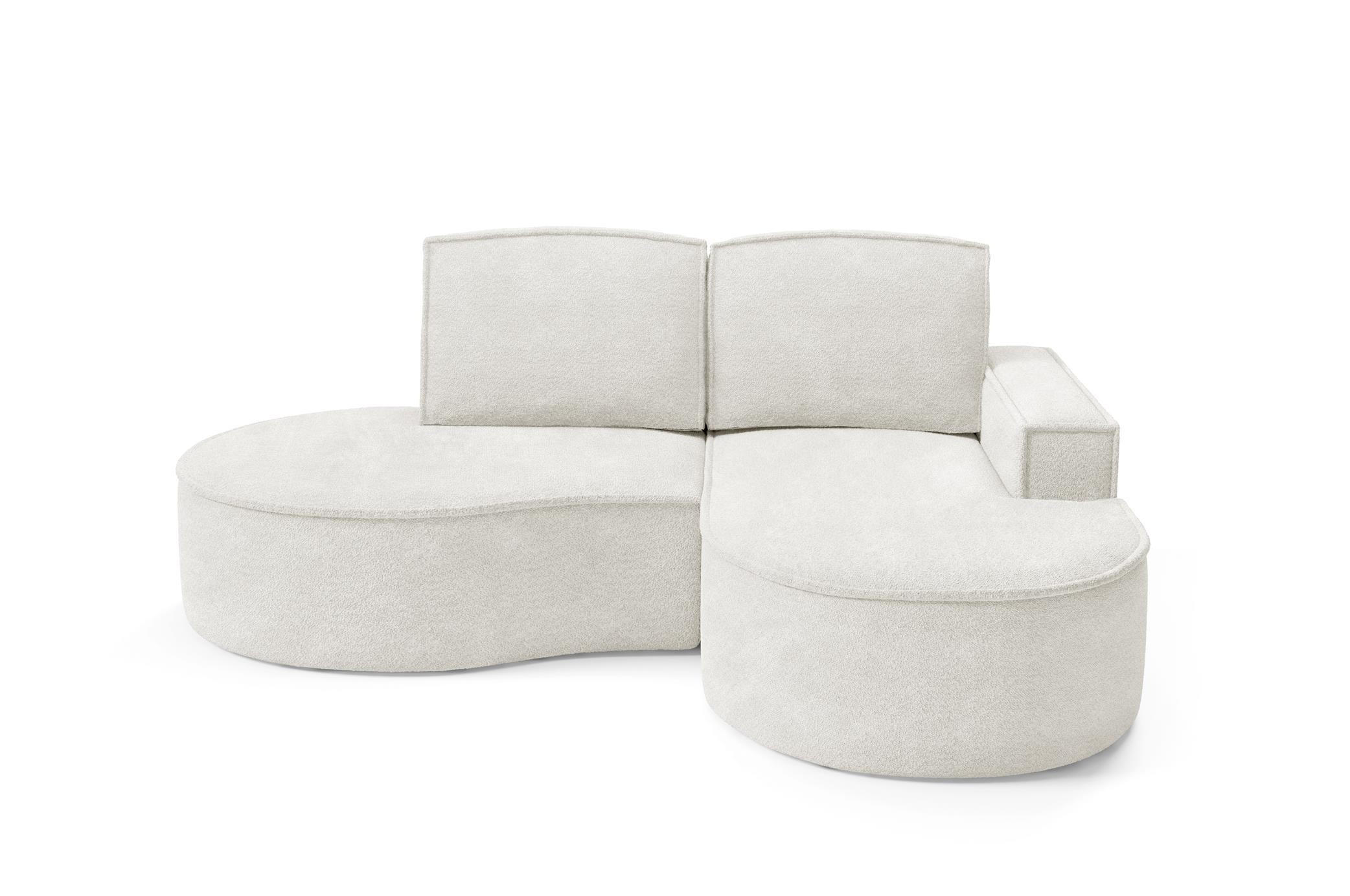 ECKSOFA Flow Weiß, mit Kissen in Abriamo Stoff, rechte seite - Weiß, Holzwerkstoff/Textil (210/157cm) - Bettso