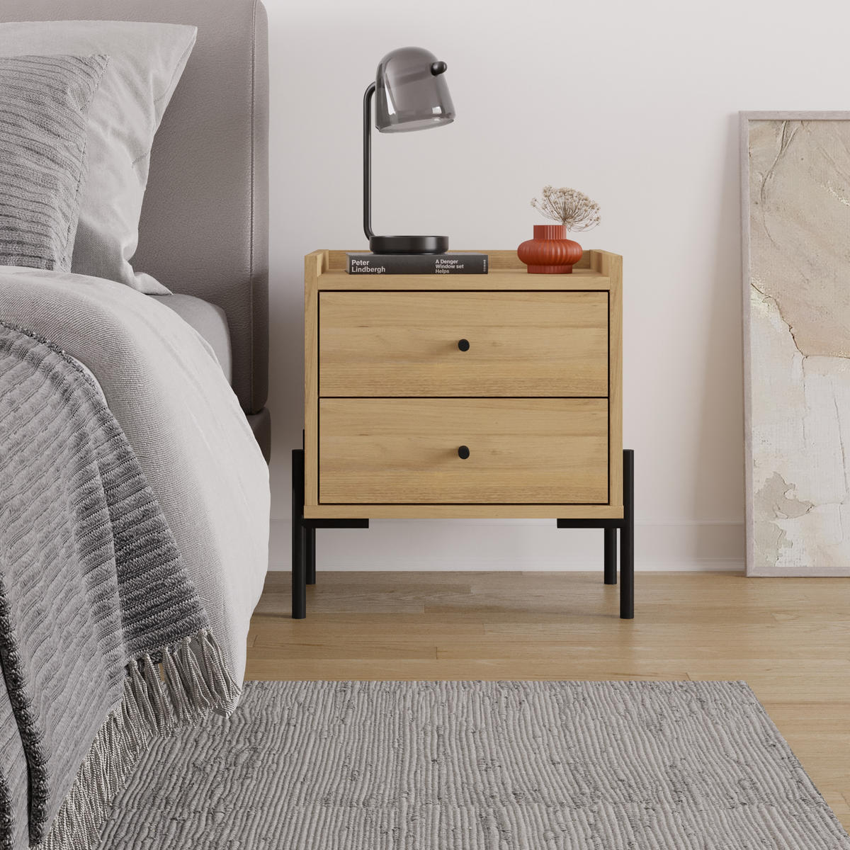 NACHTTISCH Malta Eiche 35/49/52 cm - Eichefarben, Holzwerkstoff (48.6/52.4/35cm) - Decortie
