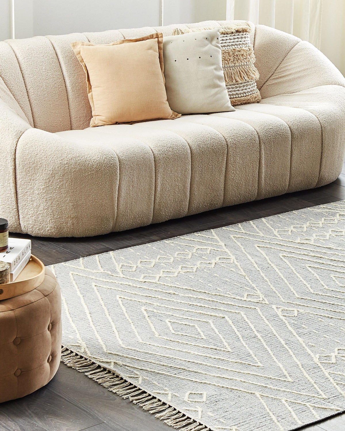 KURZFLOR-TEPPICH Khenifra 200/140 cm - Grau, Textil (140/200cm) - Beliani