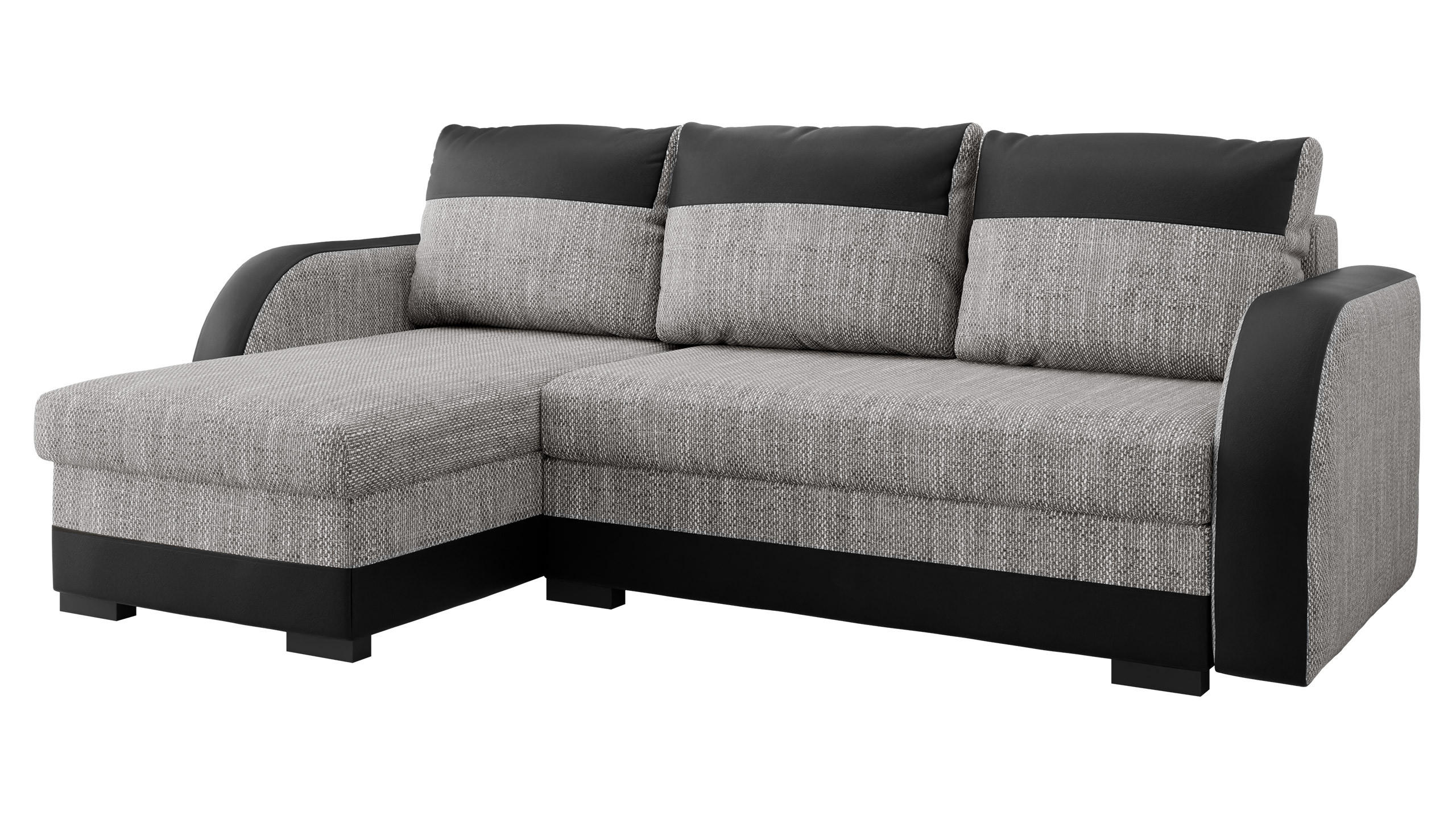 ECKSOFA Jozef - Schwarz/Grau, Holz/Textil (230/140cm) - MIRJAN24