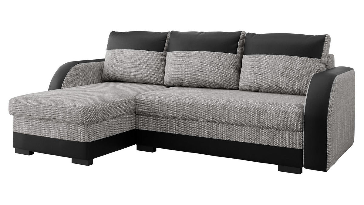 ECKSOFA Jozef - Schwarz/Grau, Holz/Textil (230/140cm) - MIRJAN24