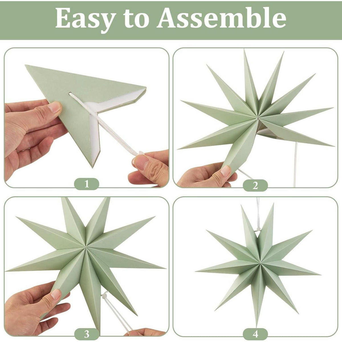 PAPIERSTERNE 5er Set 30 cm mit 9 Zacken - Multicolor, Papier (30cm)