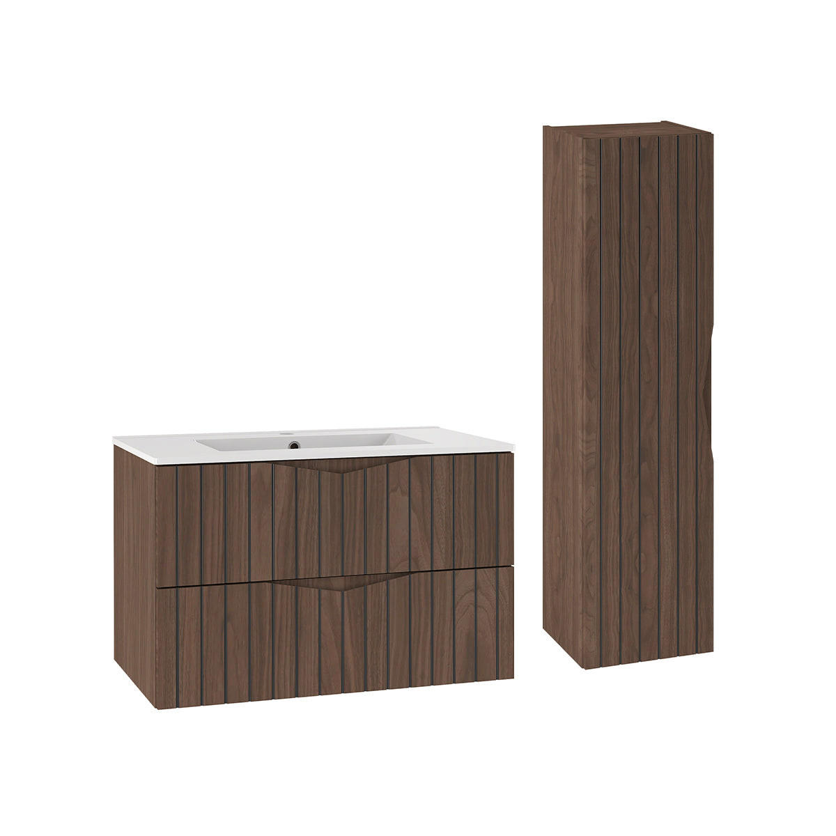 BADMÖBEL 80cm Siena 2er-Set Holz und Schwarz - Schwarz, Holzwerkstoff (80/50/45.8cm) - Petits-meubles