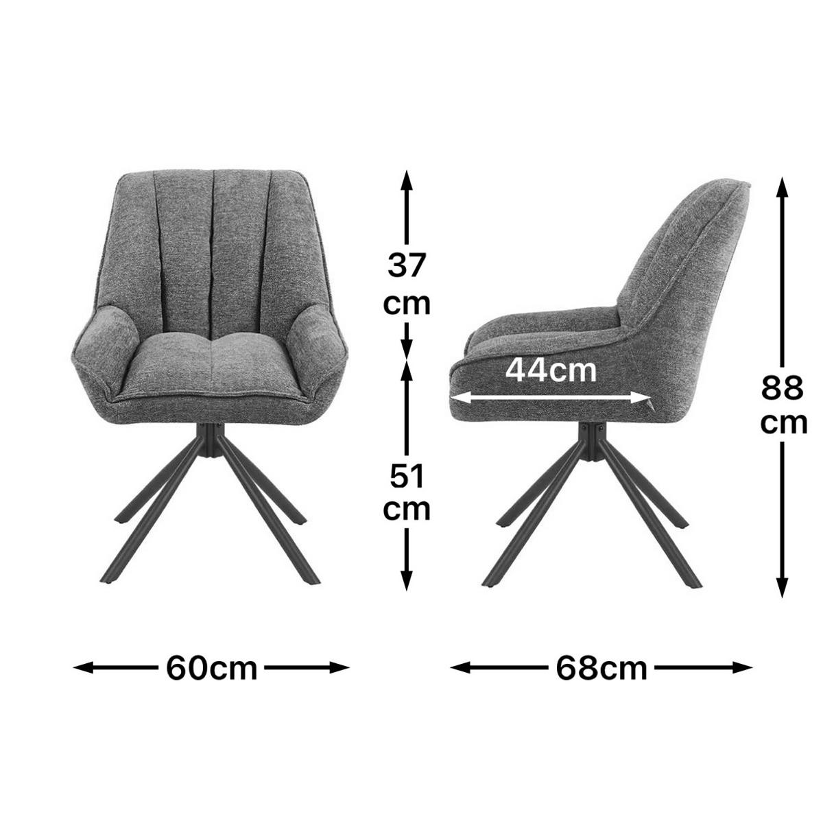 DREHSTUHL Mika-Mira - Creme/Schwarz, Textil/Metall (60/88/68cm) - DUBI Möbel