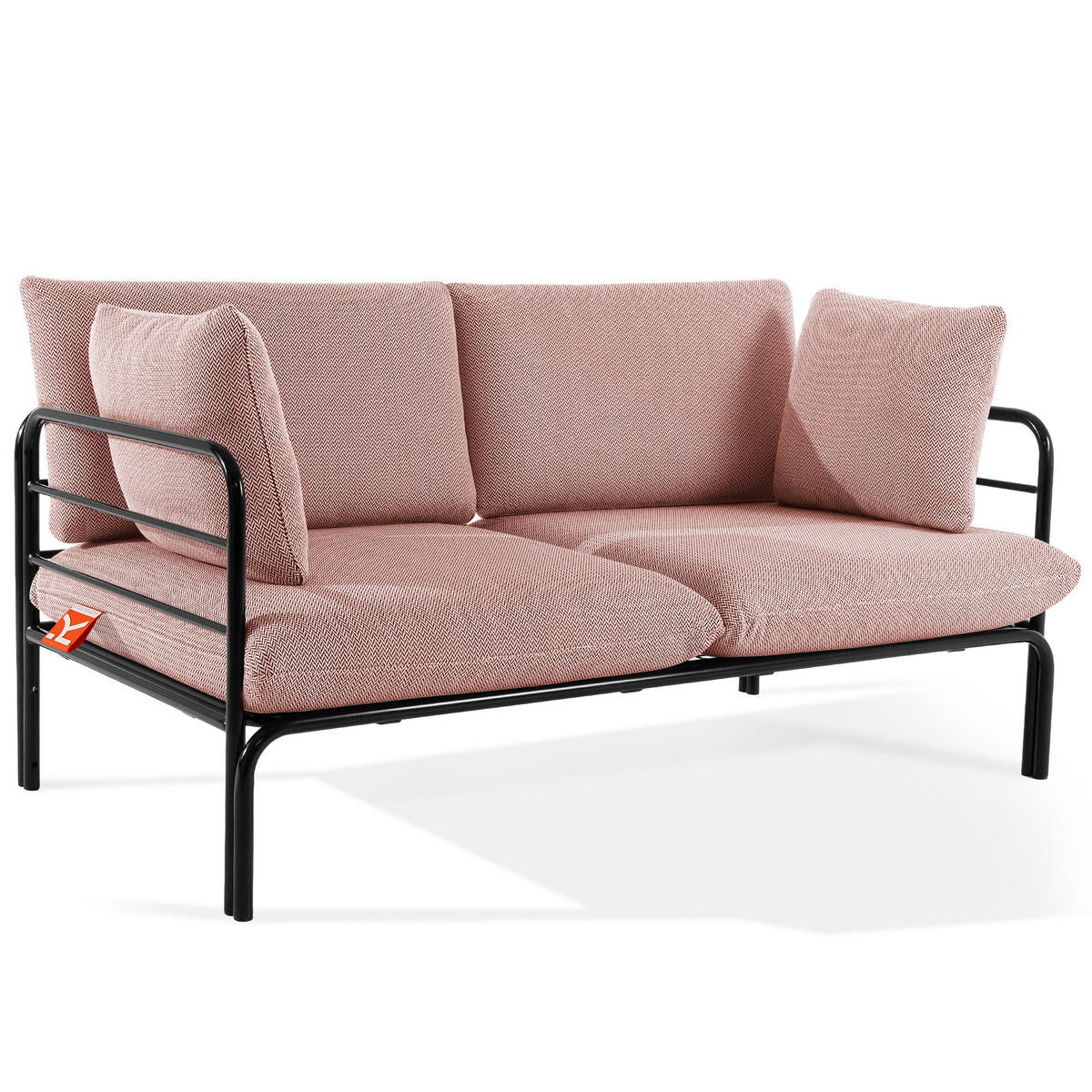 GARTENMÖBELSET RAMBE 4-tlg. 1x Tisch 2x Sessel 1x Sofa 2-Sitzer, mit Kissen, LOFT-STIL, Anthrazit - Anthrazit/Rot, Glas/Textil - KONSIMO®