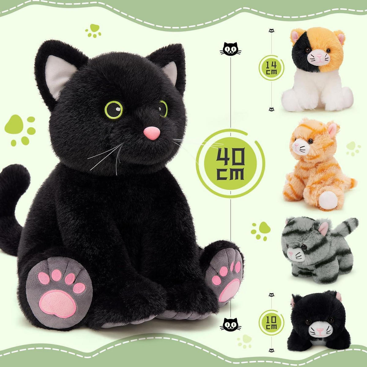 PLÜSCHTIER 5-teiliges Set Katze mit Baby 40 cm - Multicolor, Textil (34/40cm)