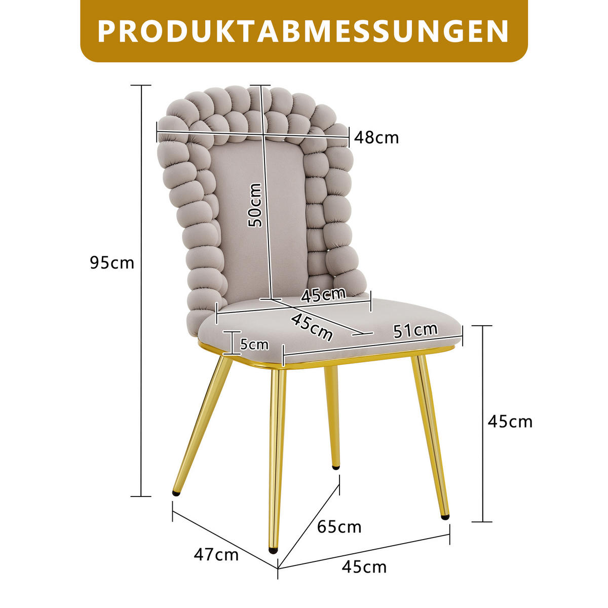 STUHL-SET DE-36757 2 Stück mit Kugelketten-Rückenlehne Hellgrau - Hellgrau, Metall (51/95/47cm) - ComfortXL