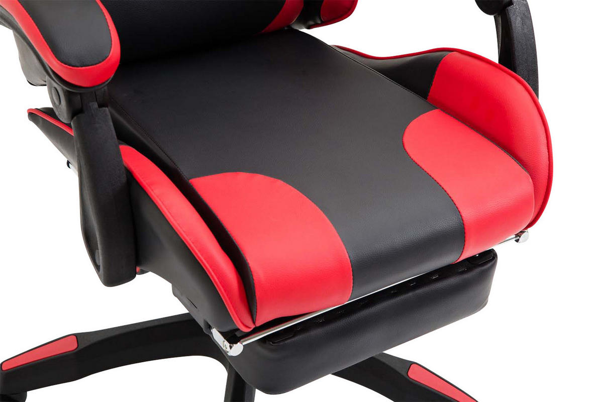 BÜROSTUHL India, Kunstleder Schwarz/Rot - Rot, Kunststoff/Textil (66/131/58cm) - TPFLiving