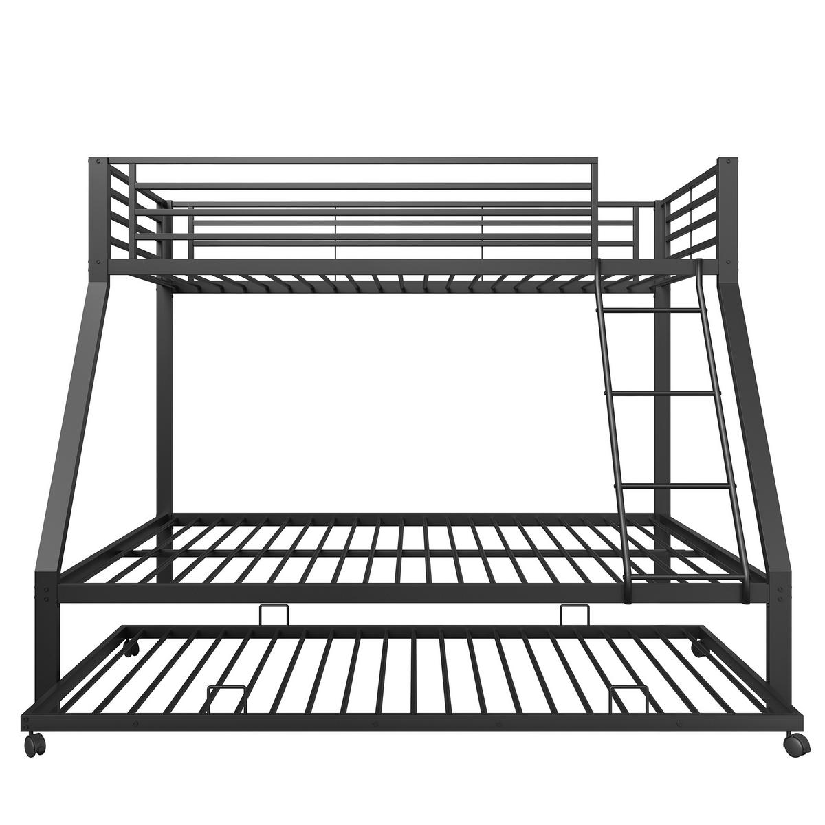 ETAGENBETT 90x200 und 140x200 cm in Schwarz mit Ausziehbett und Schrägleiter - Schwarz, Metall (140/200cm) - IVMEU