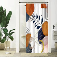 DUSCHVORHANG Terrakotta abstrakt Blätter Blau klein Polyester wasserdicht schimmelresistent waschbar Badewanne - Multicolor, Textil (90/180cm) - MCBOSON