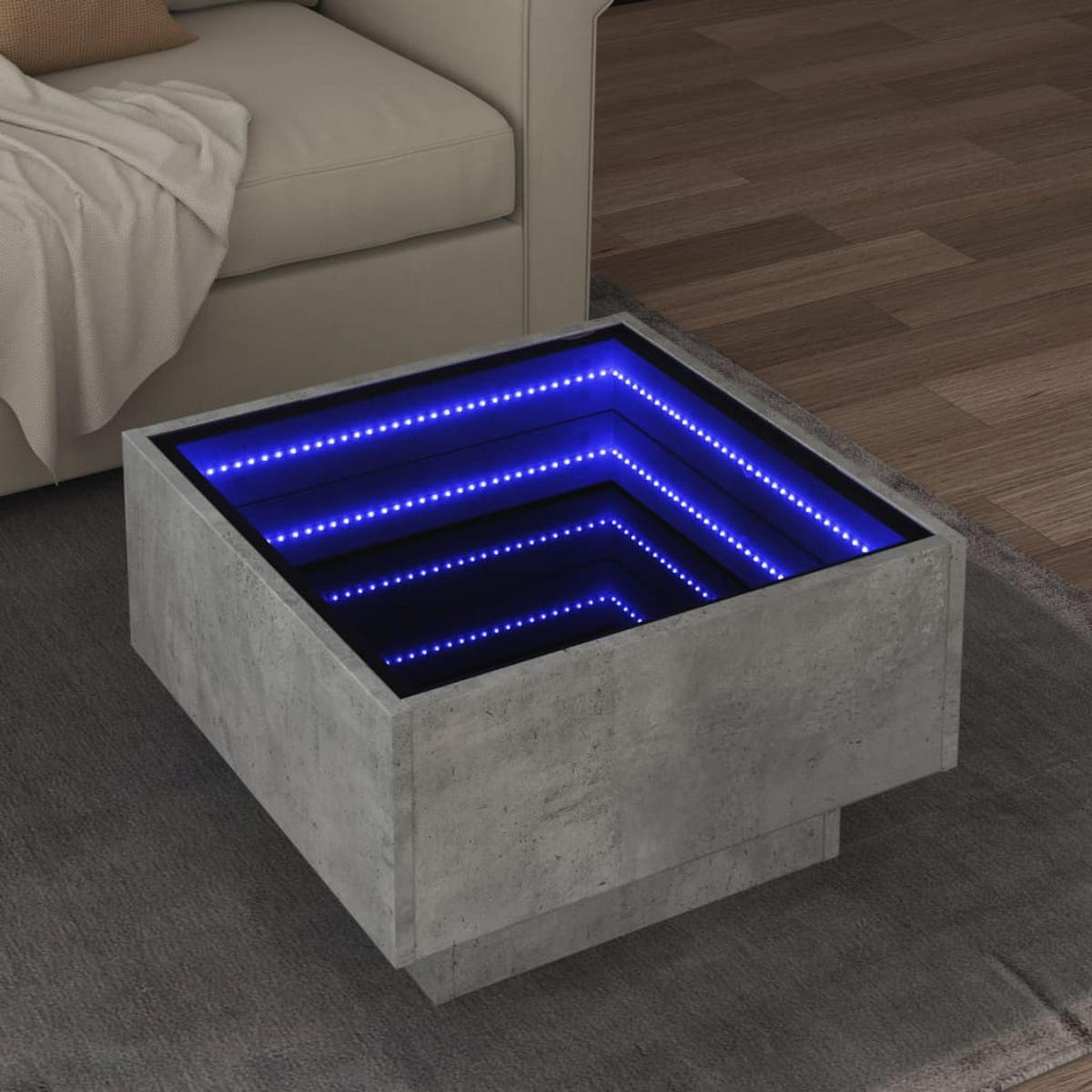 LED-COUCHTISCH Betongrau 50/50/30 Cm Holzwerkstoff - Grau, Holzwerkstoff (50/50/30cm) - vidaXL