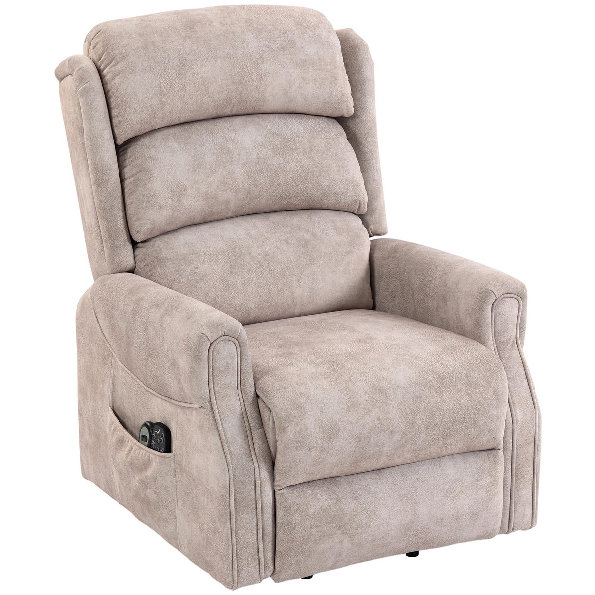 AUFSTEHSESSEL,ELEKTRISCH Vibration Wärme Samt,beige - Beige, Textil (80/82/160cm) - Vallsero