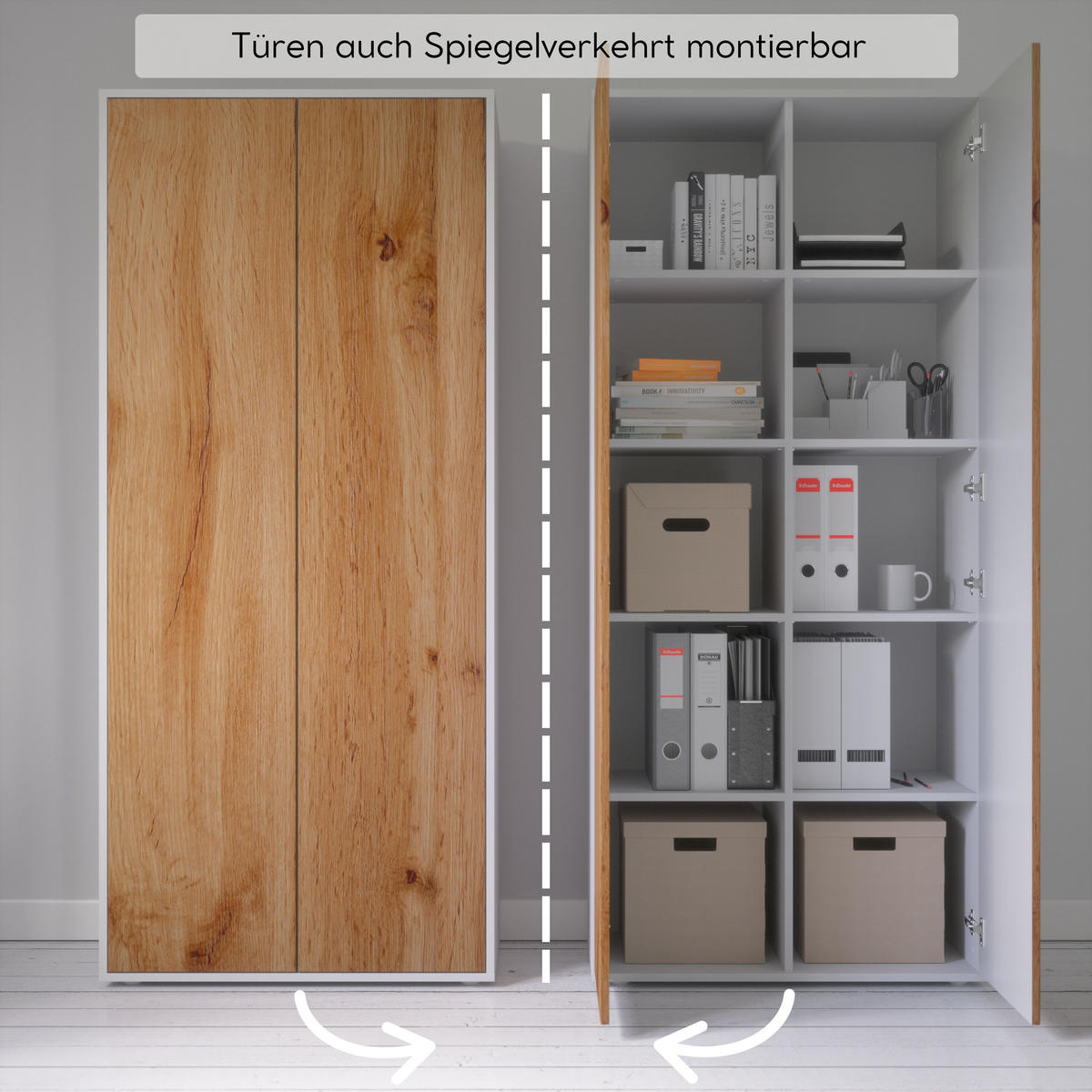 AKTENSCHRANK Amira T00 Eiche Wotan 180/80/40 cm - Eiche Wotan, Holzwerkstoff (80/180/40cm) - SIMPLYFURN