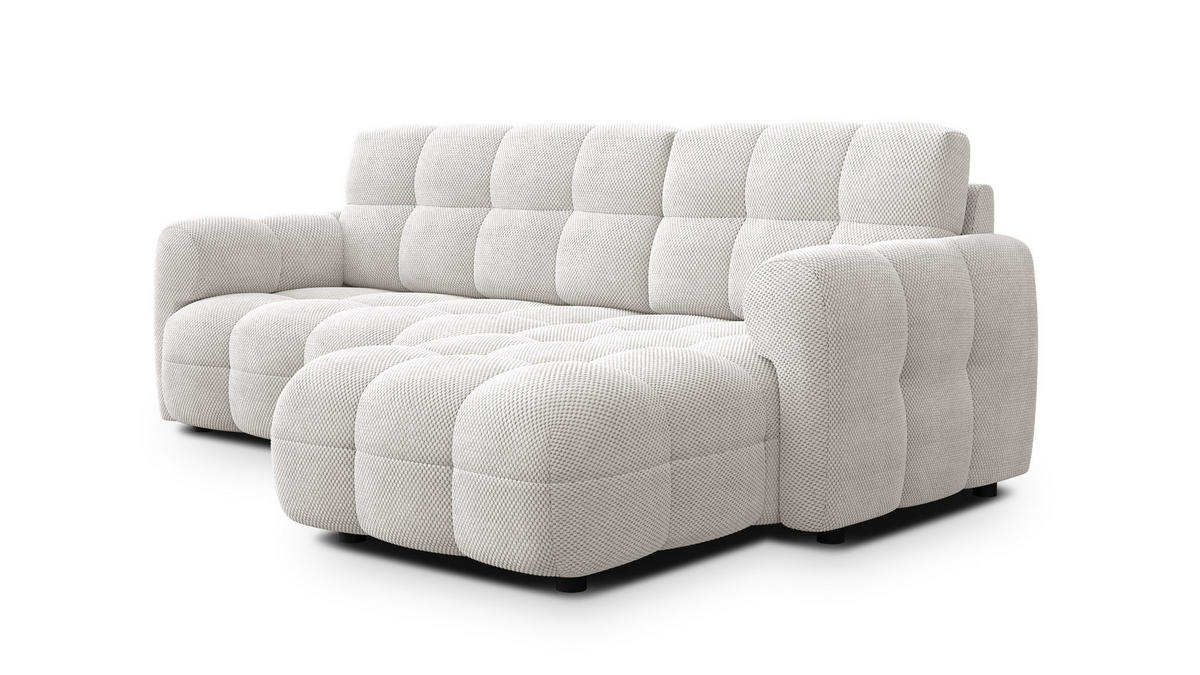 ECKSOFA MELLOW 3-Sitzer, creme - Creme/Schwarz, Holz/Textil (232/156cm) - Courtois Laville