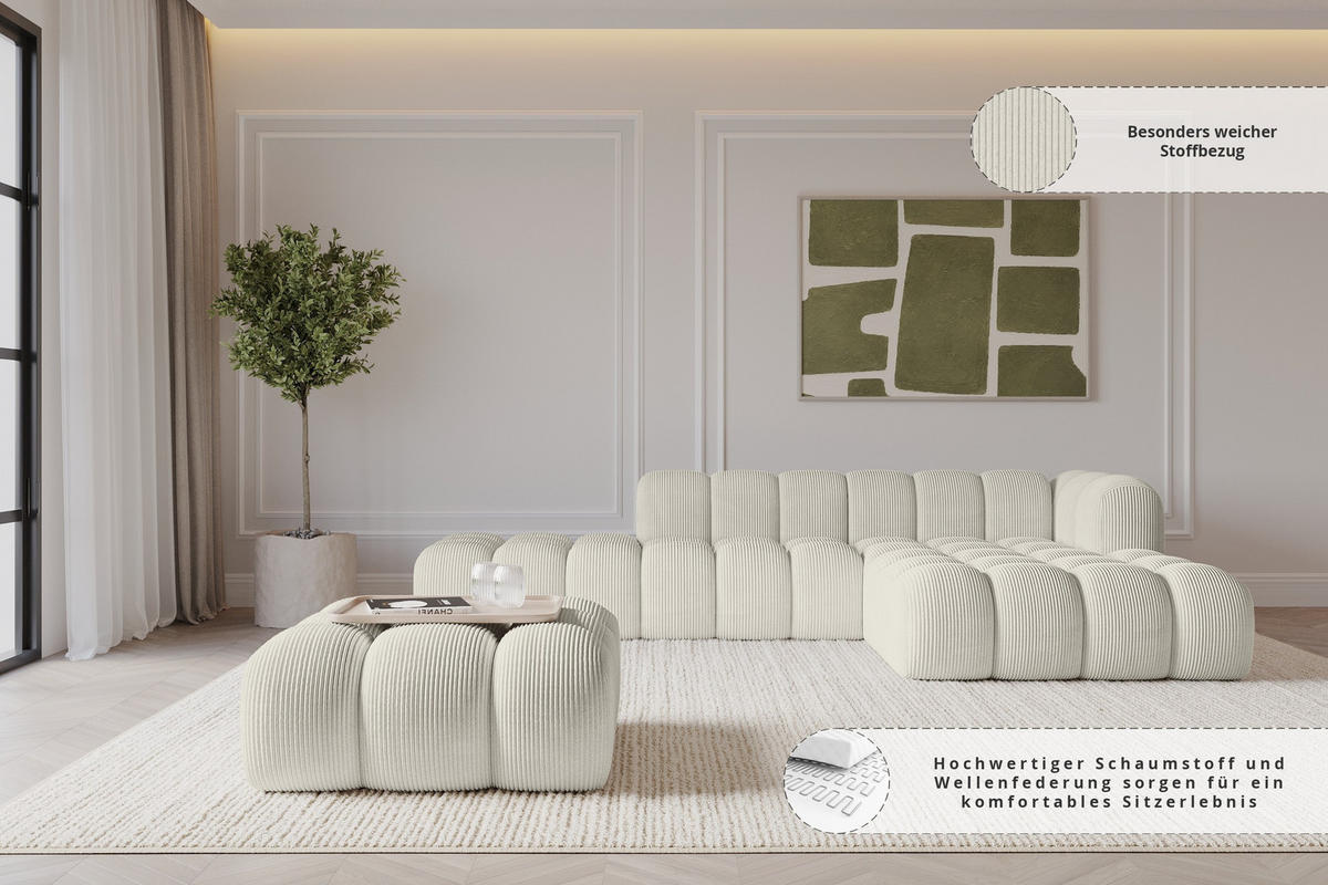 TABURET OLEA-PUF 91x87x44 cm Krémová Manšestr - černá/krémová, kompozitní dřevo/textil (91/44/87cm) - ALTDECOR