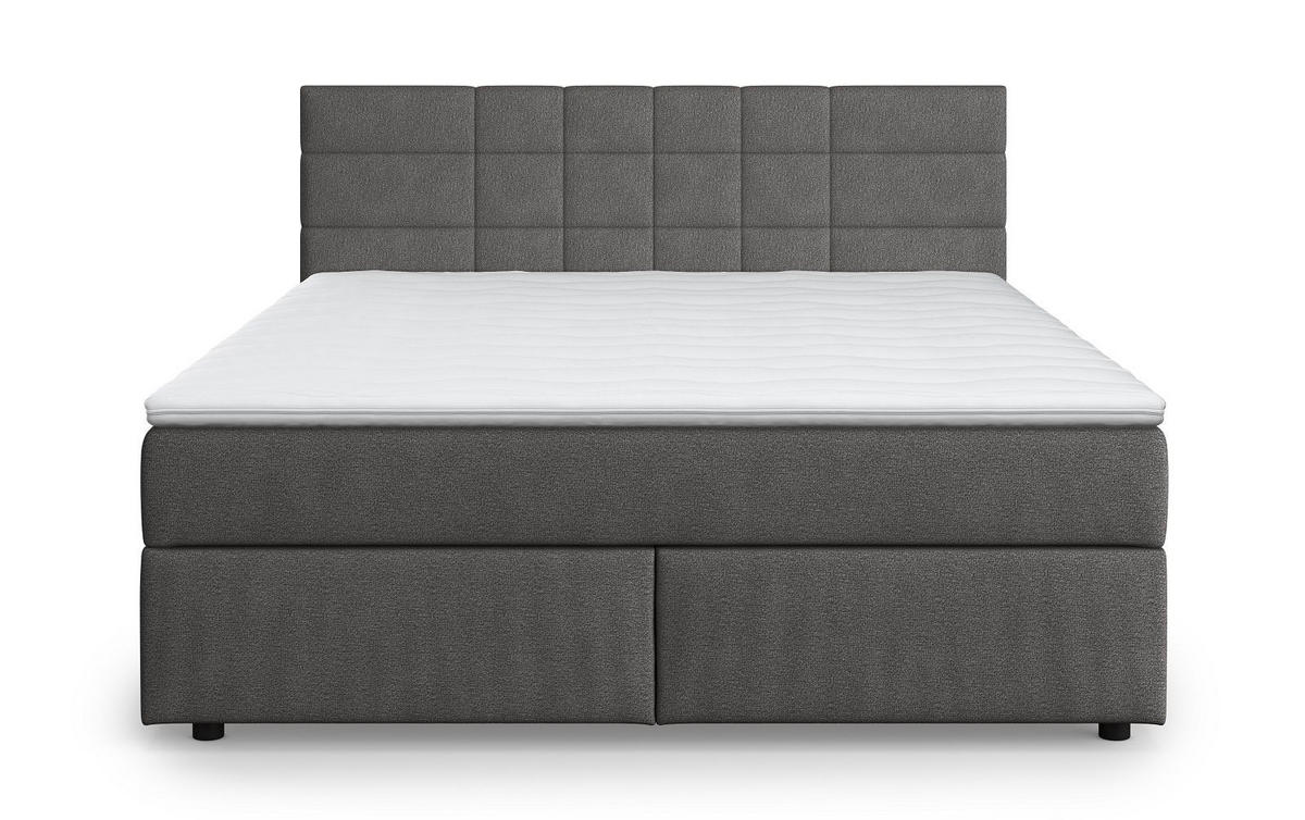BOXBETT 140/160/180x200 – inkl. Topper, 7‑Zonen Taschenfederkern-Matratze, New York-Stoff - Anthrazit/Schwarz, Holz/Kunststoff (140/200cm) - Cotta