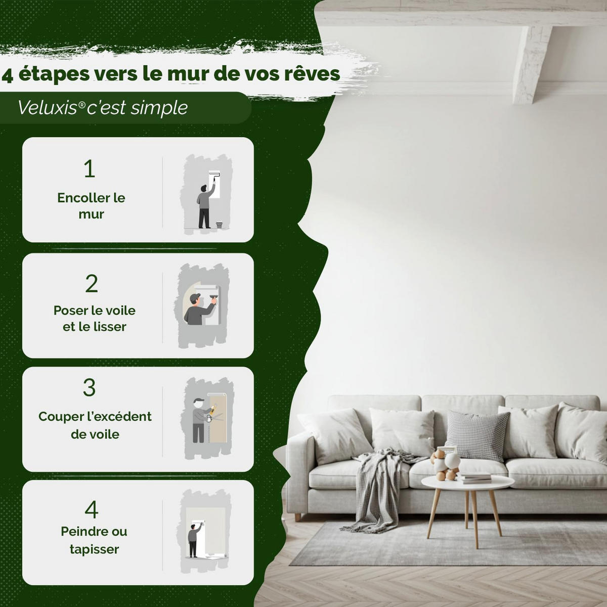 GLATTVLIES - Weiß, 25,00 m x 1 m - 150g/m² - Weiß, Papier (2500/100cm) - Veluxis