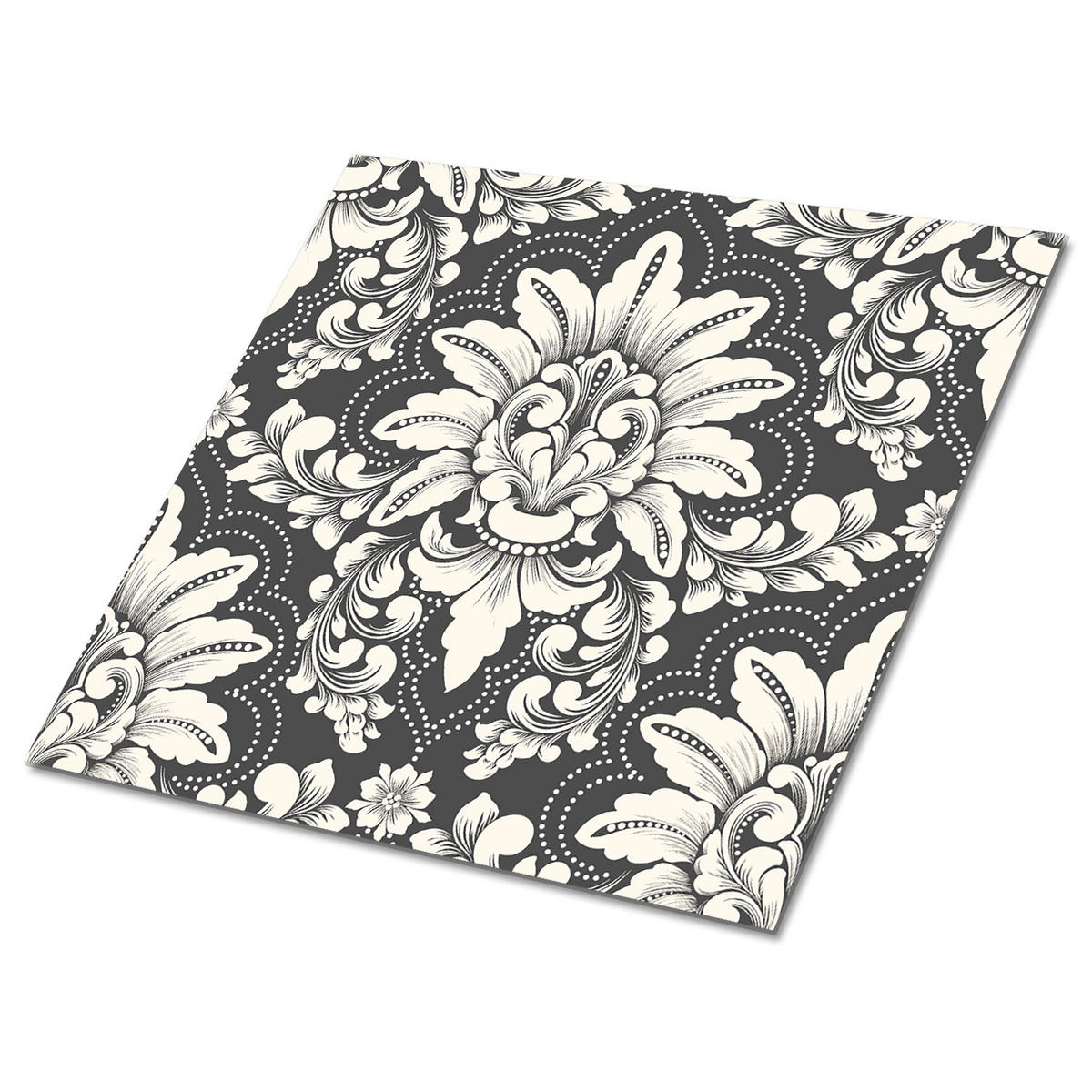 FLIESENAUFKLEBER 9 Stück 30x30 cm selbstklebend Altmodisches Muster - Grau, Textil (30/1.6/30cm) - TULUP