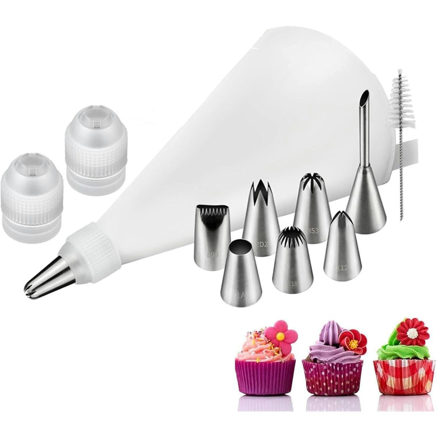 SPRITZBEUTEL Set 11-teilig mit Tüllen und Bürste - Weiß, Textil (24.1/1/40.6cm)
