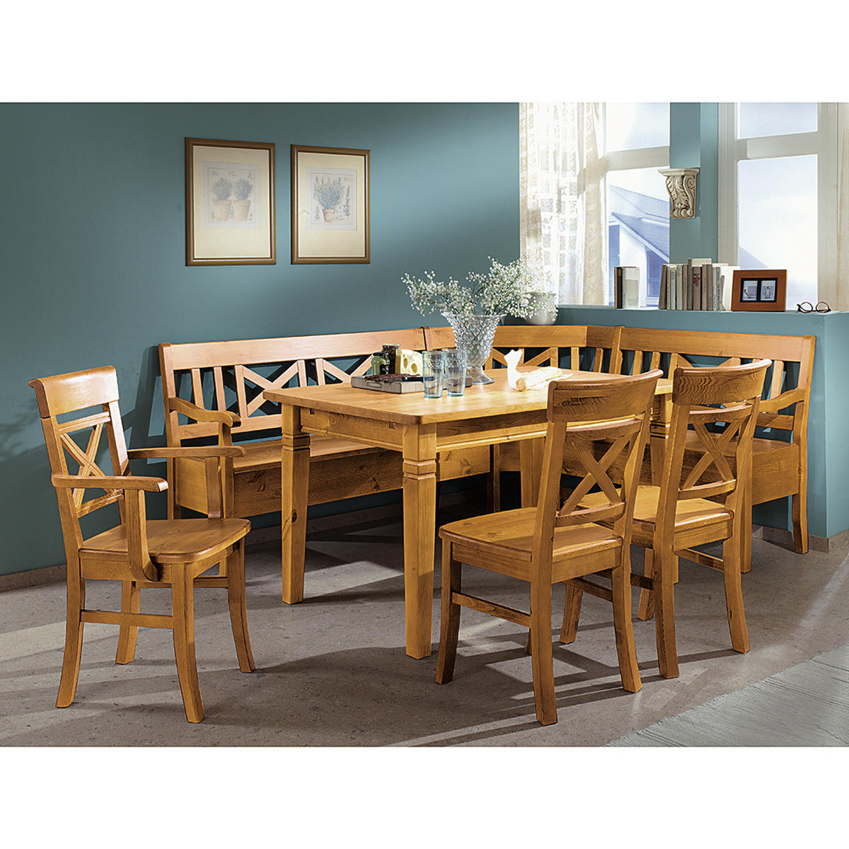 ESSZIMMERSTUHL - 2er-Set - Kiefer massiv - Kieferfarben, Holz (45/94/43cm) - home24