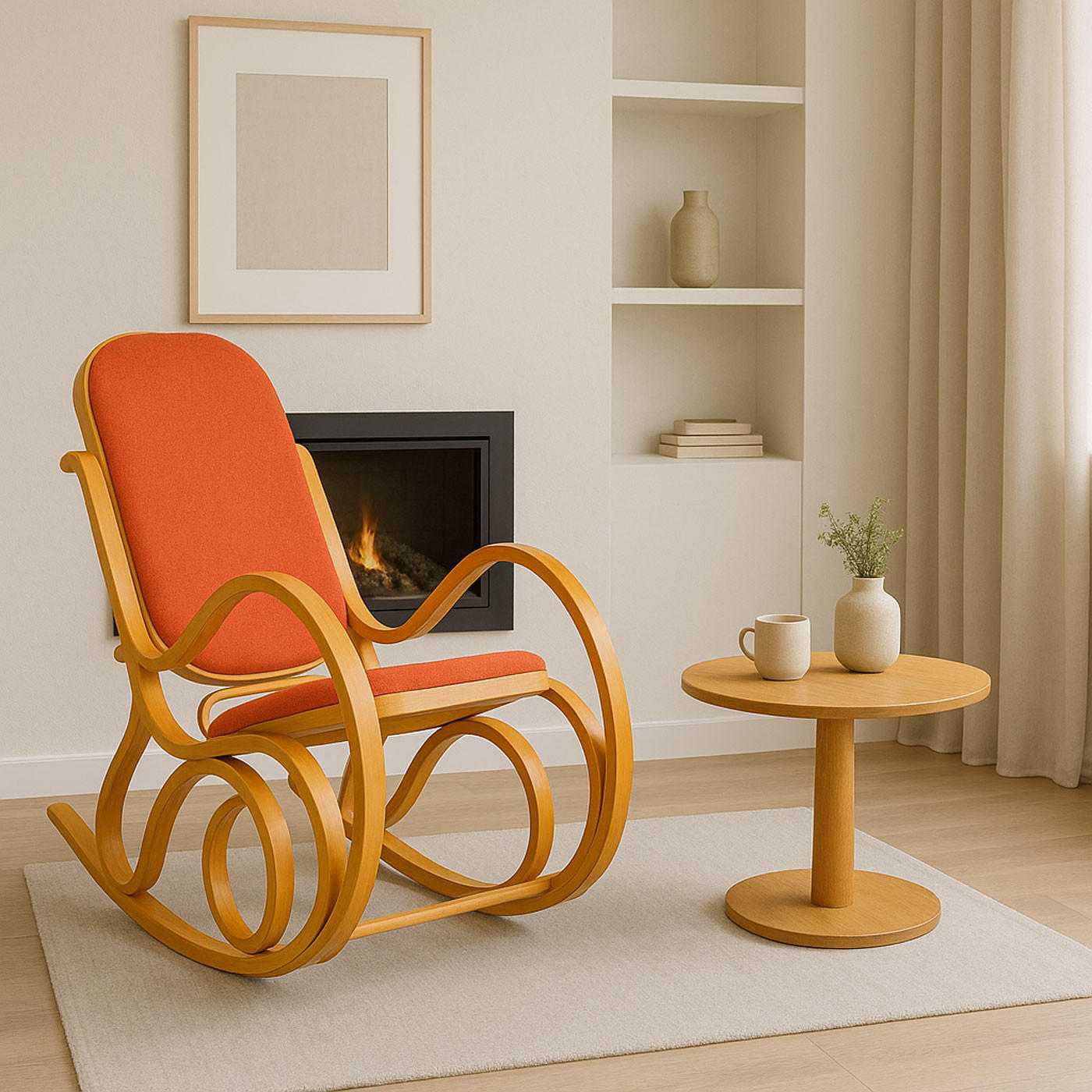SCHAUKELSTUHL Eiche Dekor, Orange - Eichefarben/Orange, Holz (55/90/96cm) - MCW