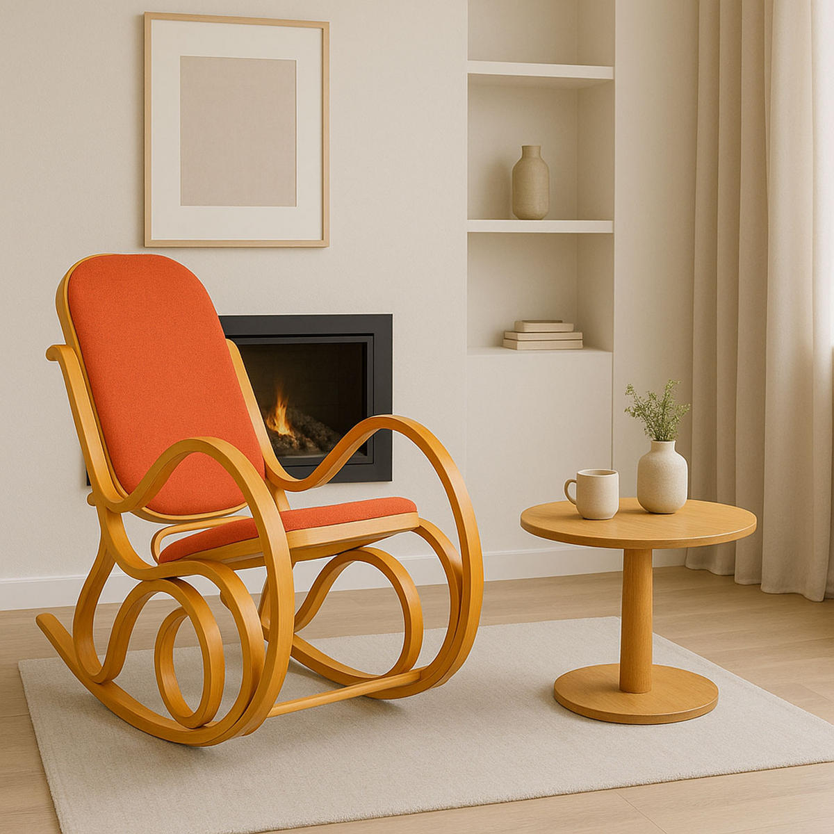 SCHAUKELSTUHL Eiche Dekor, Orange - Eichefarben/Orange, Holz (55/90/96cm) - MCW