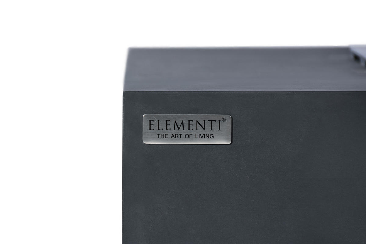 FEUERTISCH Granville Gasfeuerstelle aus GF-Beton - 4-tlg. Set inkl. Glasumrandung, Brennerabdeckung und Gasflaschen-Abdeckung - Dunkelgrau, Naturmaterialien (70/43/152cm) - Elementi