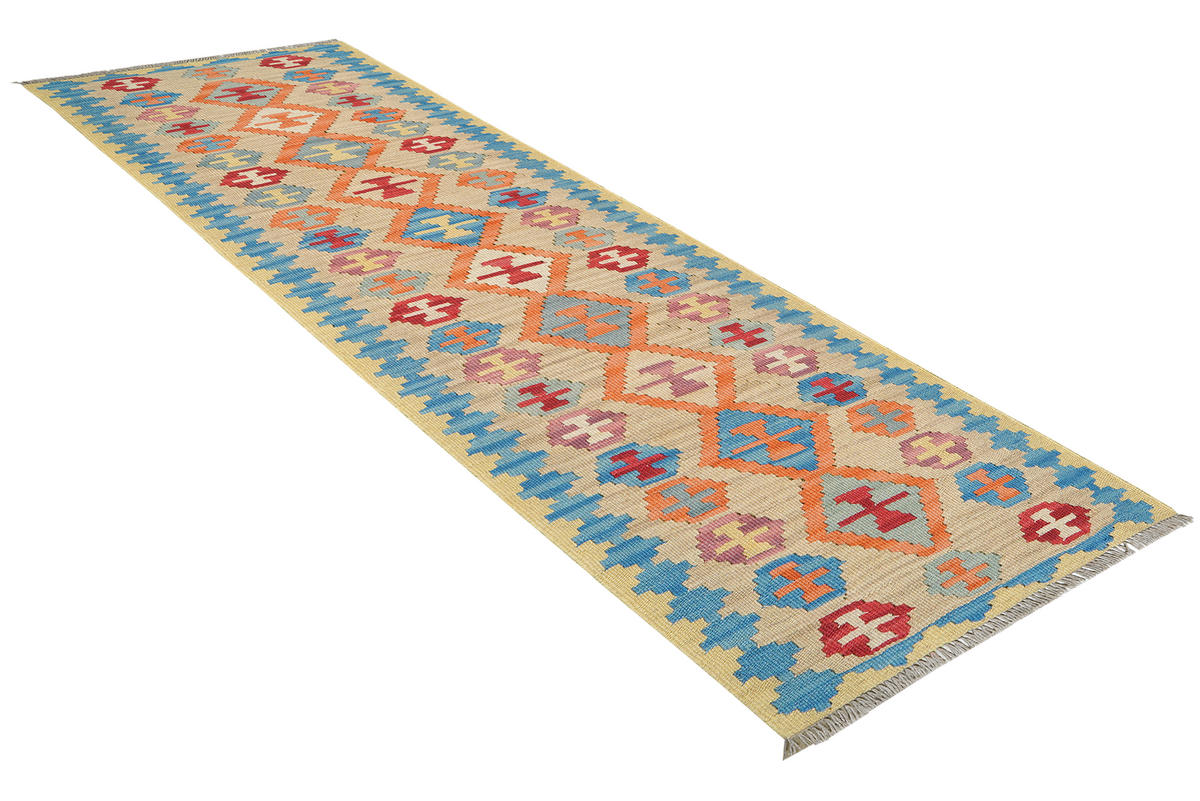 HANDWEBTEPPICH Kelim Gashgai Beige 253/59 cm Schurwolle - Beige, Textil (59/253cm) - Looma