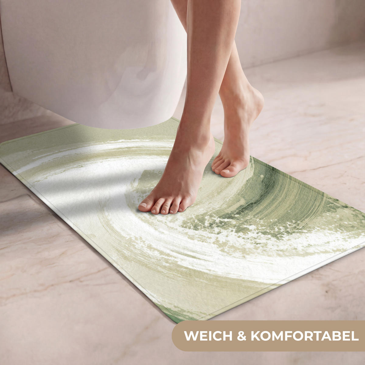 WC PŘEDLOŽKA Abstraktní - Tahy štětcem - Vlny - Zelená 50x80 cm - mátově zelená, textil/plast (50/1cm) - OnlyWow