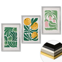 WANDBILDER 3er Set - 40x60 cm Silberner Rahmen - Minimalistische Pflanzenmuster - Silberfarben, Kunststoff (40/60cm) - ArtPrintCave