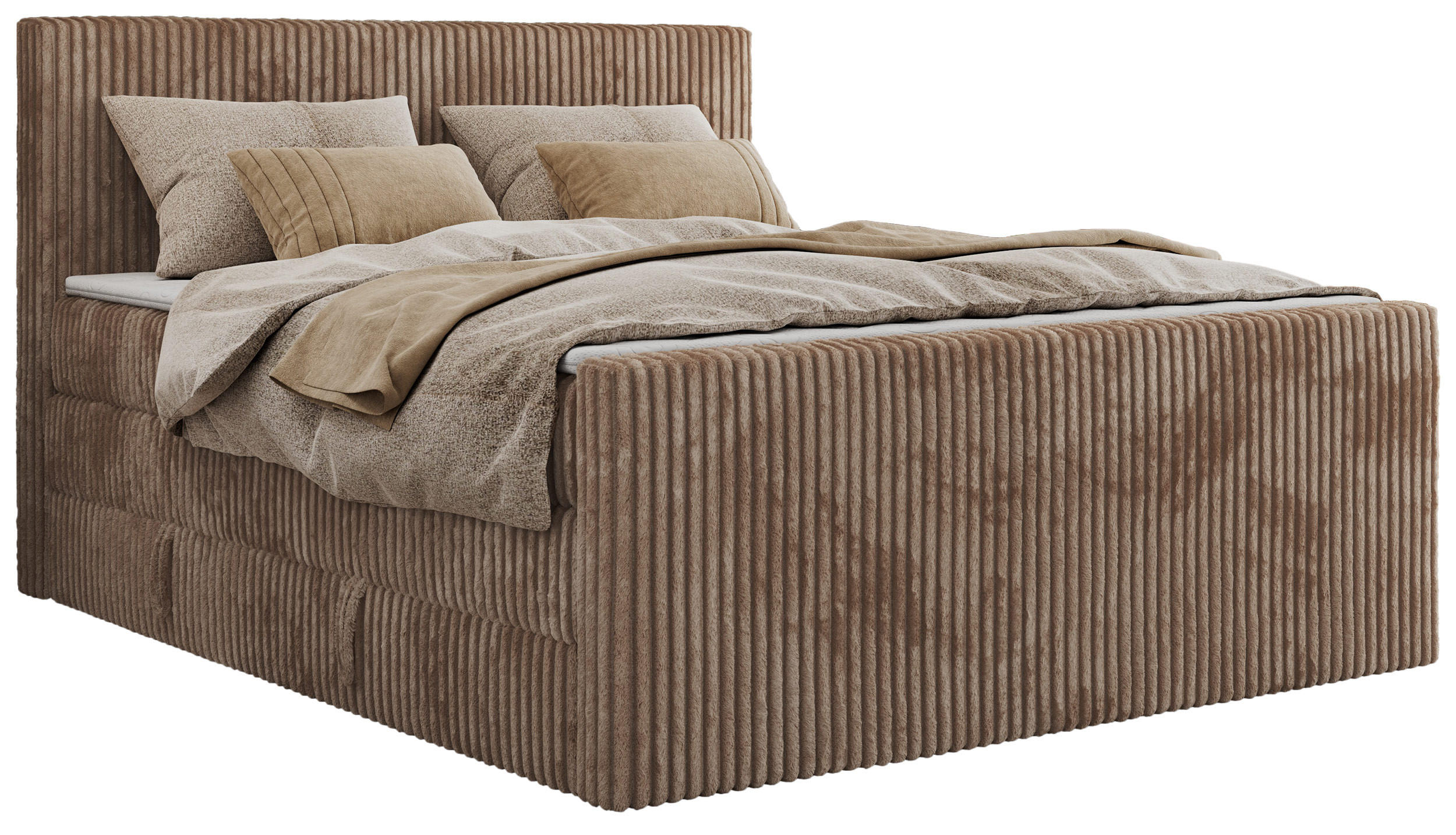 BOXSPRINGBETT TILIANO KING DUO 140/200 - Braun Cord - H3 - Braun, Textil (140/200cm) - MKS