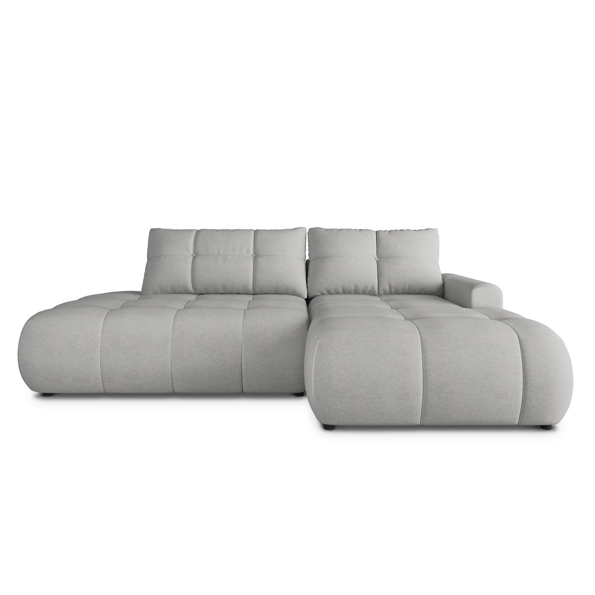 ECKSOFA FLUMA CL R-S Hellgrau Samtstoff mit Schlaffunktion - Hellgrau, Holzwerkstoff/Textil (279/158cm) - MASSENO
