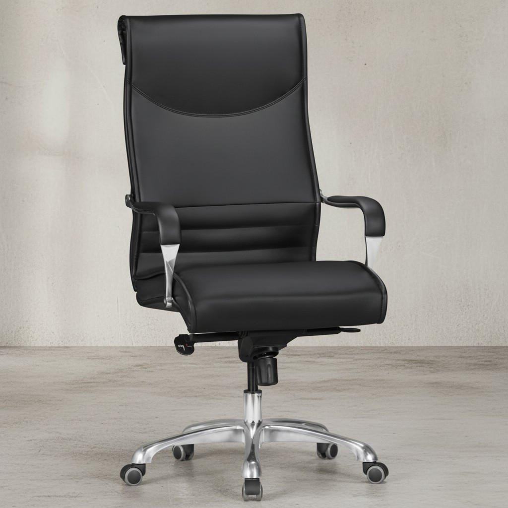 CHEFSESSEL XXL Kunstleder ergonomisch höhenverstellbar bis 150 kg VENGA, Schwarz 61x60x126 cm - Silberfarben/Schwarz, Kunststoff/Textil (61/126/60cm) - KADIMA DESIGN