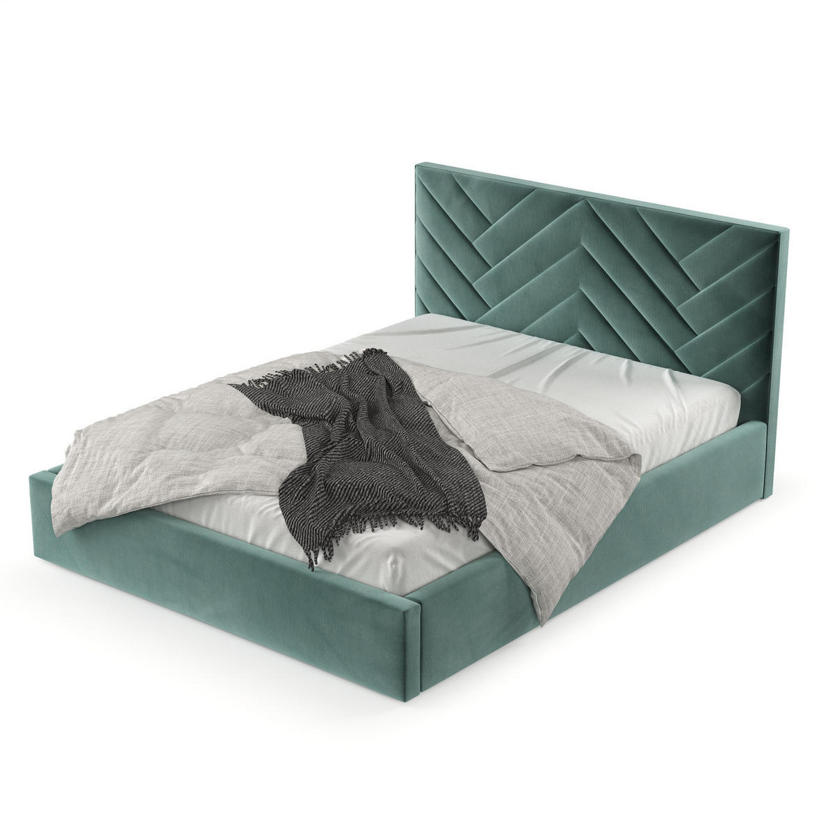POLSTERBETT Arco 180/200 cm Türkis im Kronos Stoff - Türkis/Schwarz, Holz/Holzwerkstoff (180/200cm) - AltaBeds