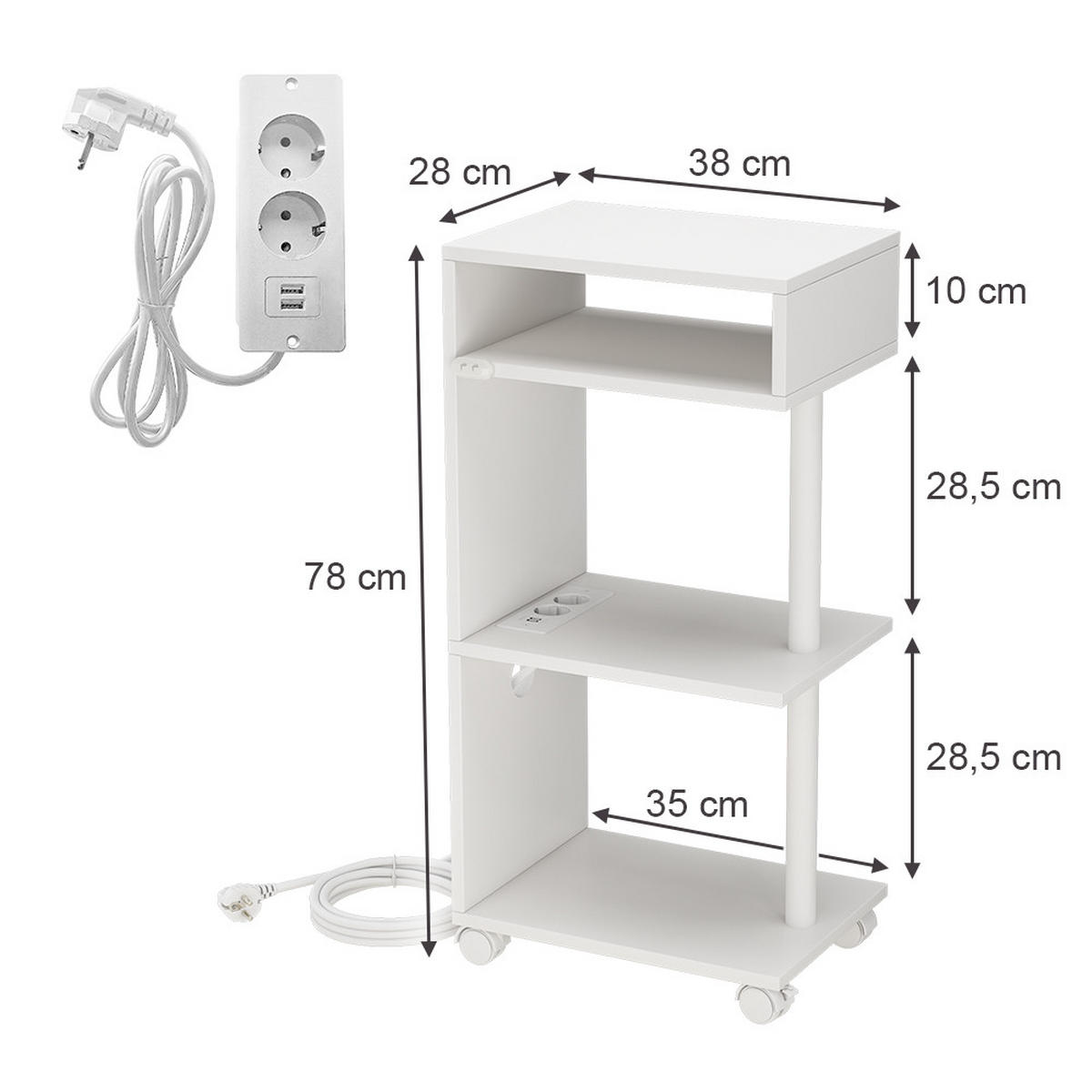 BEISTELLTISCH Barion Weiß 38 x 38 cm - Weiß, Holzwerkstoff (38/28/78cm) - Vicco