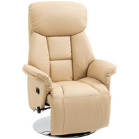 RELAXSESSEL, Fernsehsessel mit manuell Verstellbarer Rückenlehne, Fußteil, Beige - Beige/Silberfarben, Metall (78/109/80cm) - HOMCOM