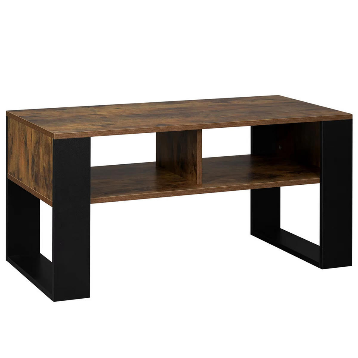 COUCHTISCH 90/45/45 cm Stauraum 2 Fächer Vintage Holz modern - Braun, Holz (45/90/45cm) - Kaket