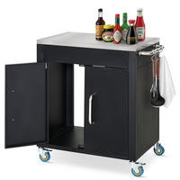 KÜCHENWAGEN, Eisen, Edelstahl, Schwarz - Schwarz, Metall (50/86.5/86cm) - HOMCOM