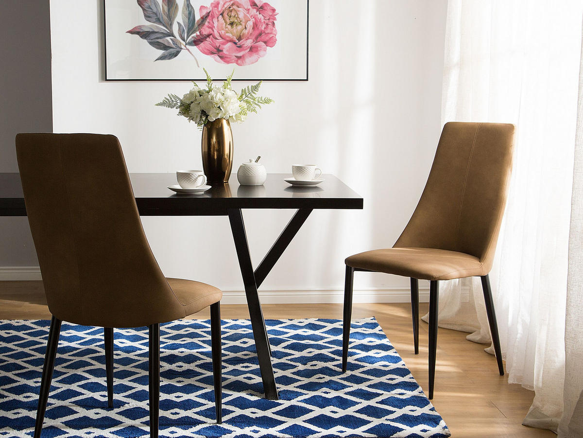 ESSZIMMERSTUHL 2er-Set Kunstleder Braun Clayton - Braun, Textil/Metall (47/96/58cm) - Beliani