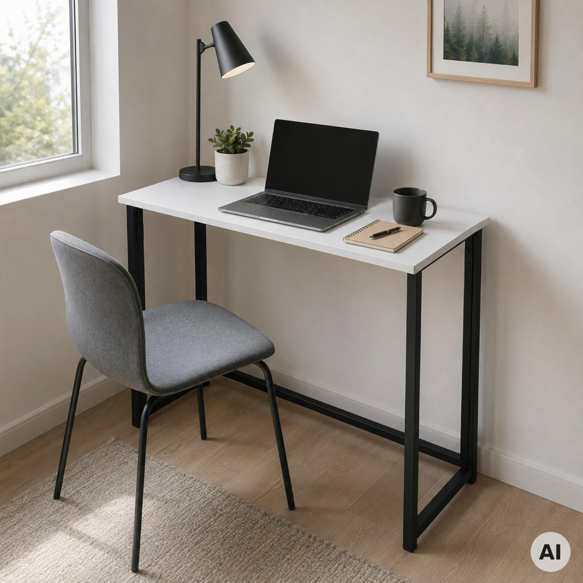 KLAPPSCHREIBTISCH MDF Metall Weiß Schwarz 80 x 40 x 74 cm platzsparend - Schwarz/Weiß, Holzwerkstoff/Metall (40/80/74cm) - Begryf